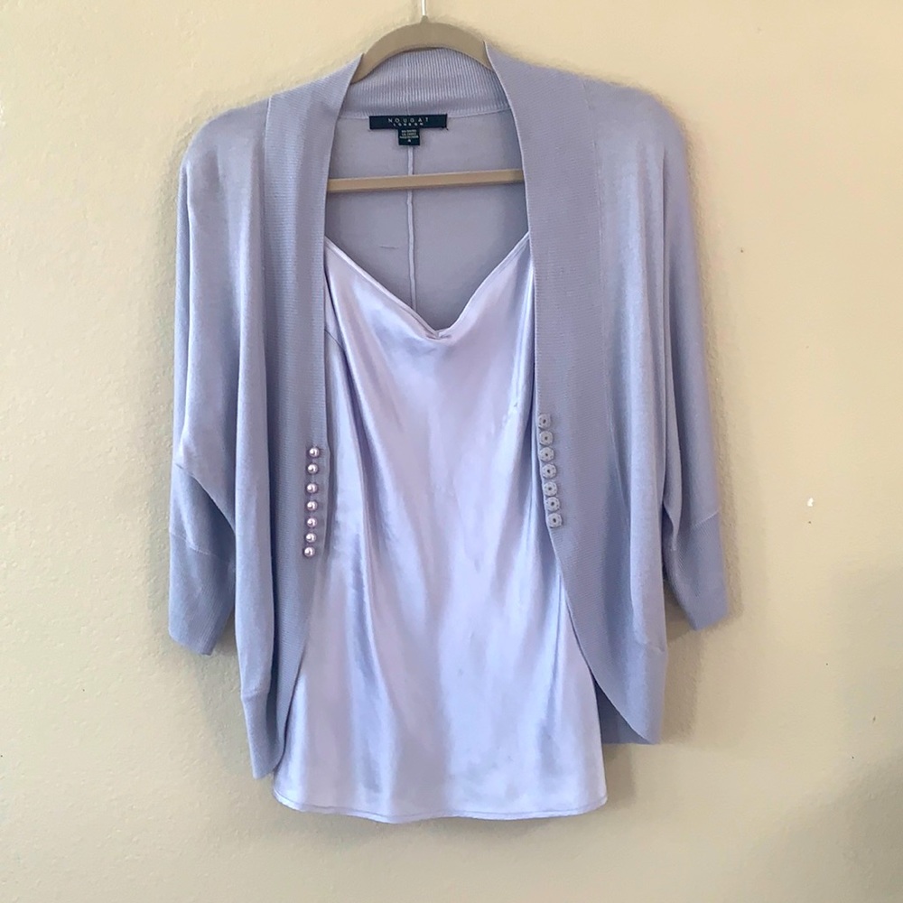 Silk, viscose, cachemire sweater and silk shell